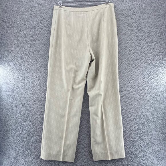 Tahari Suit Set Womens 12 Beige Pin Stripe Peak Lapel Pockets Office Career Work - Picture 12 of 16